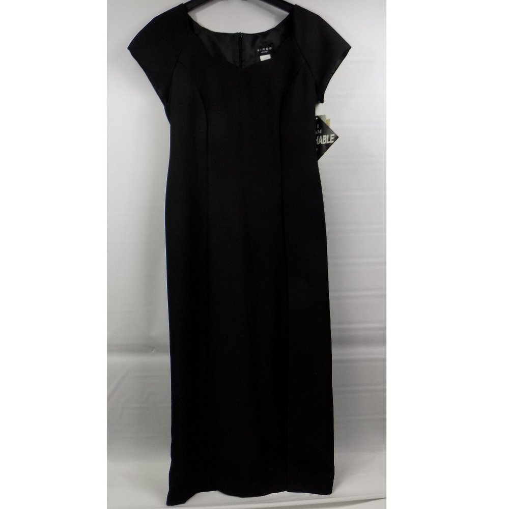 Virgo Petite Black Short Sleeve 1/2 Zip Back Full-Length Dress Size 8P NWT - Picture 1 of 10